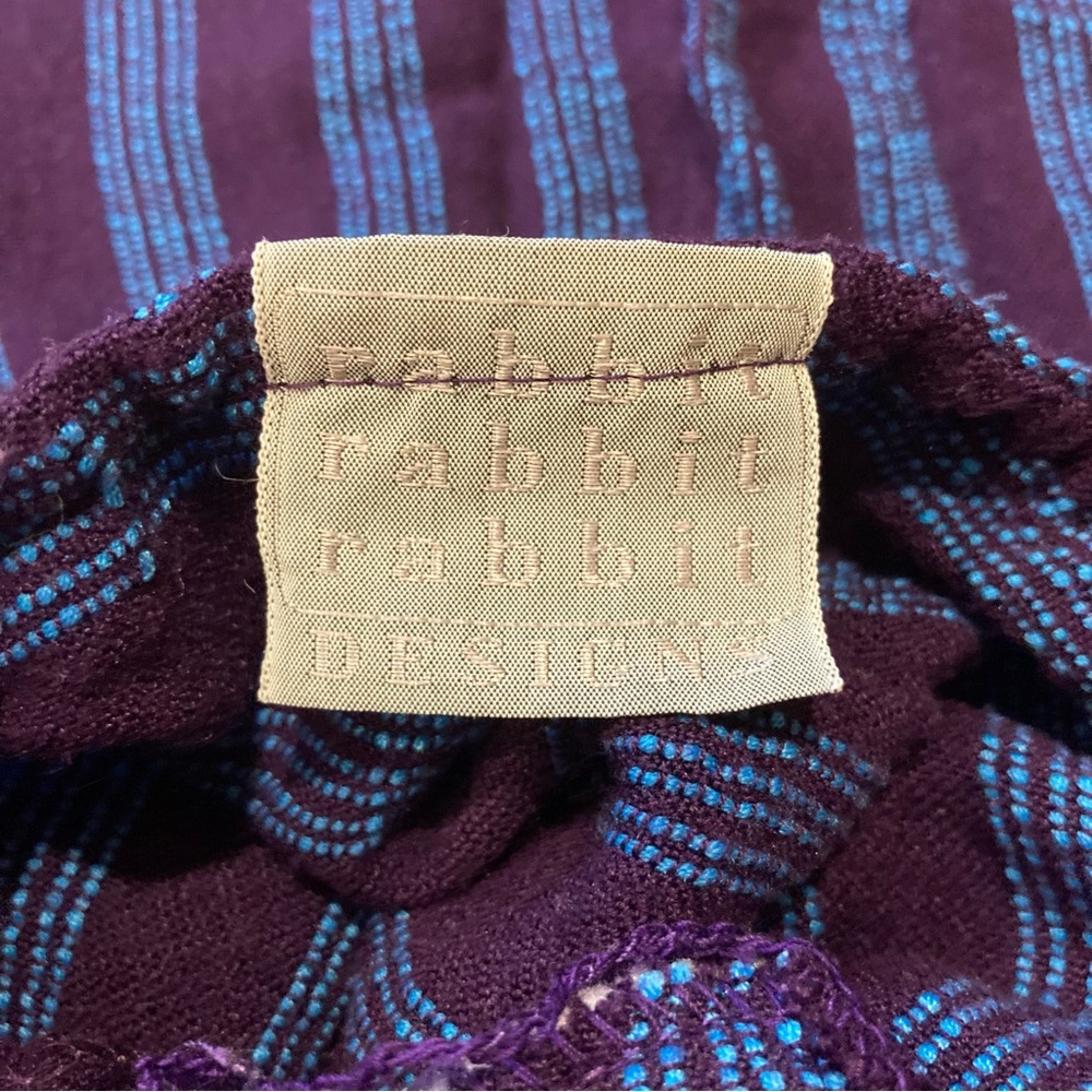Vintage 90s Purple Blue Striped Drop Waist Dress 3/4 Sleeve Medium - Picture 10 of 12